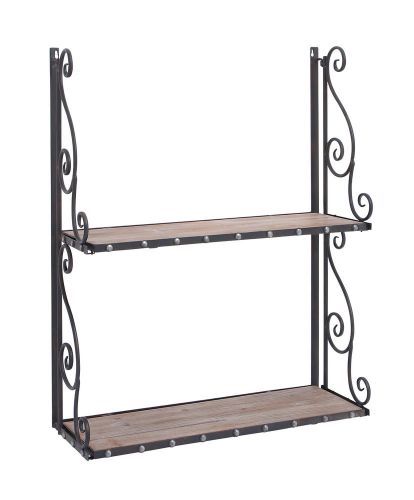 Harvey &amp; Haley Metal and Wood Wall Shelf with Antique Finish