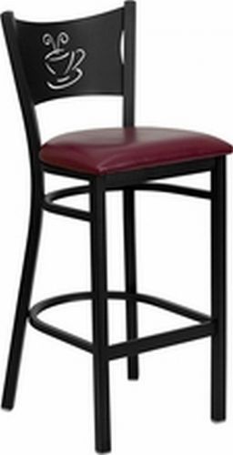 New metal coffee design restaurant barstools burgundy vinyl seat lot of12 stools for sale