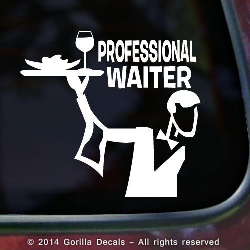 PROFESSIONAL WAITER Server Restaurant Decal Sticker Car Sign WHITE BLACK PINK