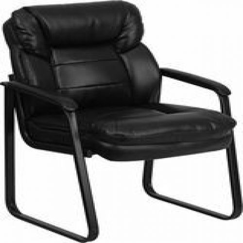 Flash Furniture GO-1156-BK-LEA-GG Black Leather Executive Side Chair with Sled B