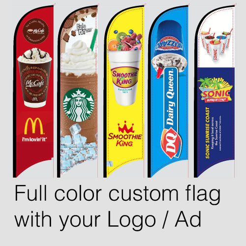 15ft full color custom tall swooper advertising feather flag +pole &amp; spike for sale