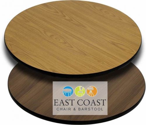 New 30&#034; Round Commercial Reversible Cafe Table Top (Oak/Walnut)