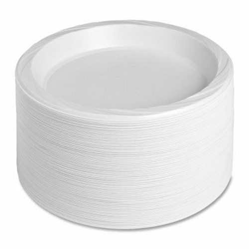 Genuine Joe 10-1/4 Plastic Plates, Reusable/Disposable, 125/PK, White (GJO10323)