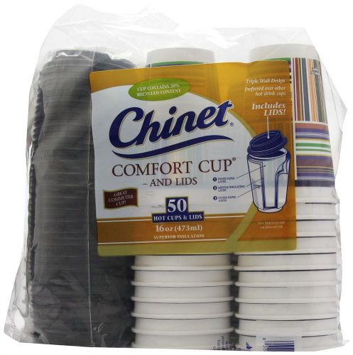 NEW Chinet Comfort Cup (16-Ounce Cups), 50-Count Cups &amp; Lids