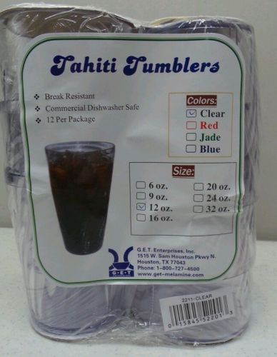 G.E.T. 2212-1-CL Tahiti 12 Oz Clear SAN Plastic Tumbler Dozen Restaurant