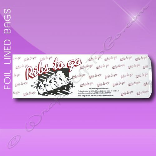 Foil Lined Bags – Rib Carryout – 6-1/2 x 4-3/8 x 20 – Printed Ribs To Go