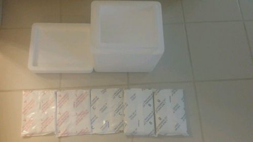 Foam Styrofoam Insulating Mailing Container &amp; 5 Ice Gel Packs