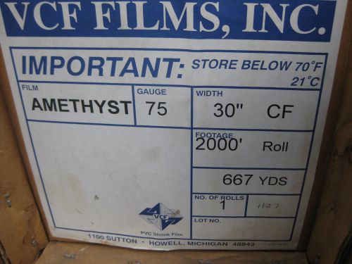 30&#034; cf (60&#034; total) ~ 1500 ft shrink wrap pvc film 75 gauge amethyst color! for sale