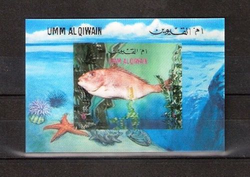 Umm Al Qiwain &#034;Fish&#034;  3D Sheet  MNH stamps