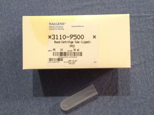 Nalgene 3110-9500 - polypropylene 50ml round-bottom lipped centrifuge tube 10/pk for sale