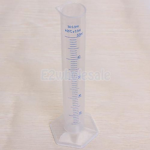 50ml Plastic Graduated Cylinder Laboratory School Test Measuring Pouring Tool