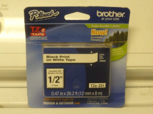 Brother P-Touch TZe-231 Black Print on White Tape 1/2&#034; x 26&#039;