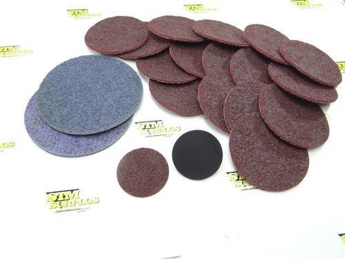 NEW!! LOT OF 19 HOOK AND LOOP DISCS 2&#034; TO 7&#034; WITH DISC HOLDER 1/4&#034; SHANK MSC