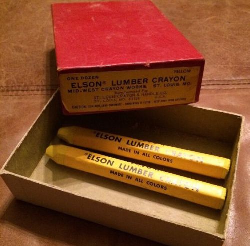Vintage Elson Lumber Crayon 2 Yellow In Box St Louis MO