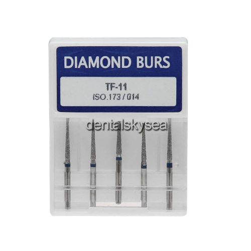 5pcs Dental Diamond Burs Flat-end Tapered Medium FG 1.6M TF-11