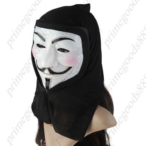Vendetta Mask Anonymous Hacker Activist Old School Plastic Beard Hood White