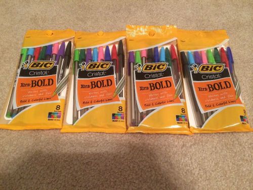 Bic Cristal Pens Four 8 Packs 32 Total Pens Xtra Bold Assorted Colors New Packs
