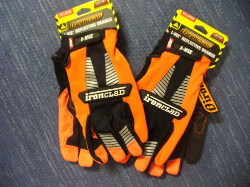 2 pair! Ironclad Gloves I-VIZ reflective orange Adult size XXL-Reduced!.