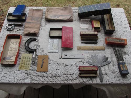 Vintage Machinist Tools Original Boxes Starrett Reed Nicholson Lufkin Lot A