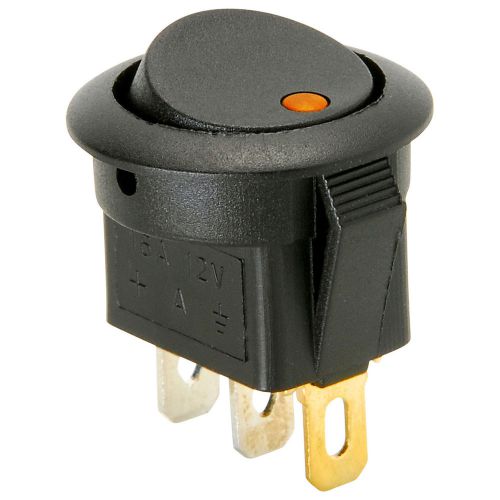 SPST Automotive Round Rocker Switch w/Amber LED 12V 060-768