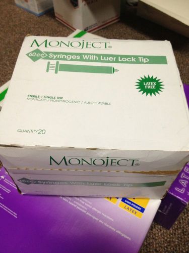 20 monoject 60cc 60 cc 60 ml syringes syringe luer lock sherwood autoclavable for sale