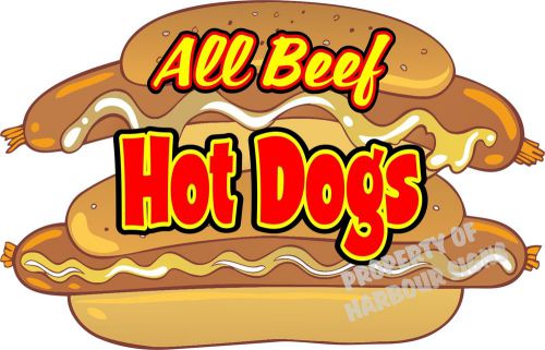 All Beef Hot Dogs Restaurant Cart Concession Food Truck Catering Decal 14&#034;