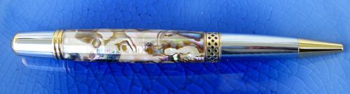 Handmade abalone shell sierra style mesa pen with chrome and 24k gold finish for sale