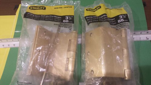 Pair stanley swing clear full mortise hinges 3/1/2 inch satin brass dpbf248  new for sale