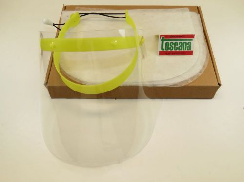 Dental Face Shield With Yellow Frame 10 Film Clear Protector TOSCANA Original