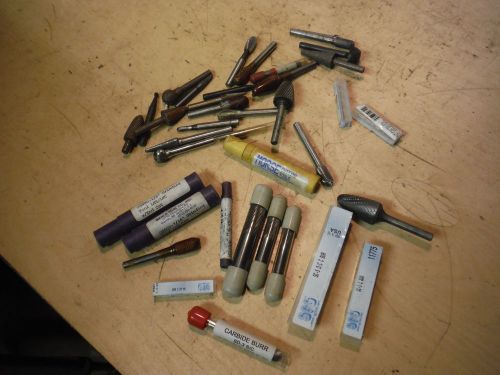 PILE OF NEW AND USED DIE GRINDER BURRS ROTARY TOOLS CARBIDE AND STEEL W/ CARBIDE