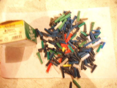MIXED LOT OF PLASTIC WALL ANCHORS - MIXED SIZES / COLORS