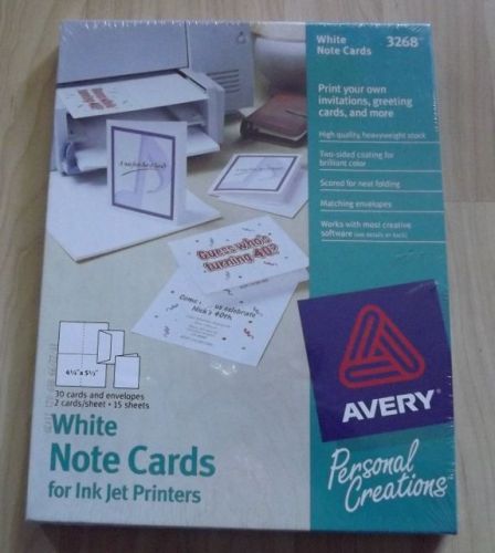 NEW in BOX Avery® White Note Cards 30 Cards &amp; Envelopes for Ink Jet Printers