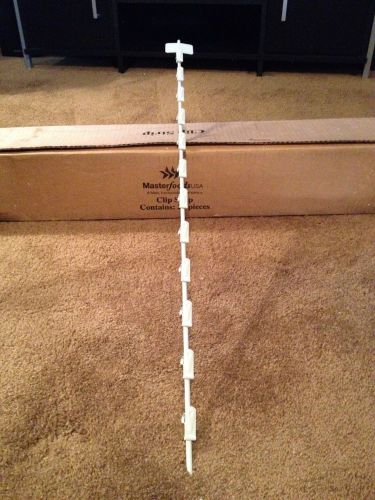 Lot of 5 &#034;J Hook&#034; White Metal Clip Strips w/Label Plate - 12 Clips Each Strip