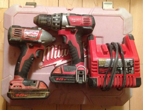 18V Cordless Milwaukee Drill and Driver Combo w/ case 2601-20 2650-20