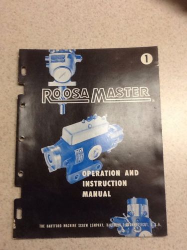 Roosa Master Operation and instruction manual The Hartford Machine Screw Company