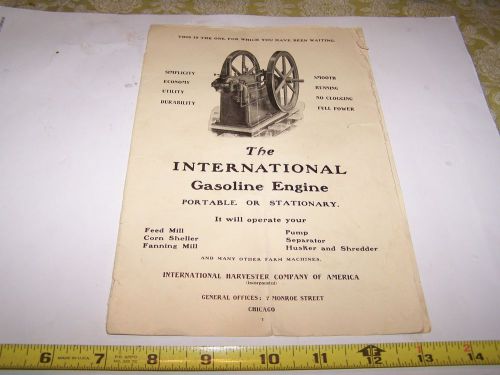 Original 1904 ihc pre famous hit miss gas engine sales brochure magneto wow! for sale