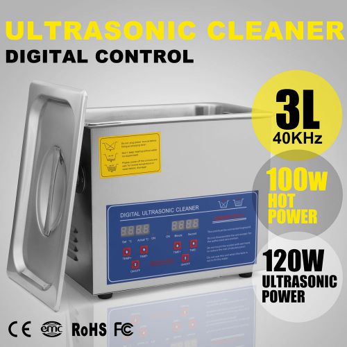 3L 3 L ULTRASONIC CLEANER JEWELRY CLEANING TWO SETS TRANSDUCER WITH LED DISPLAY