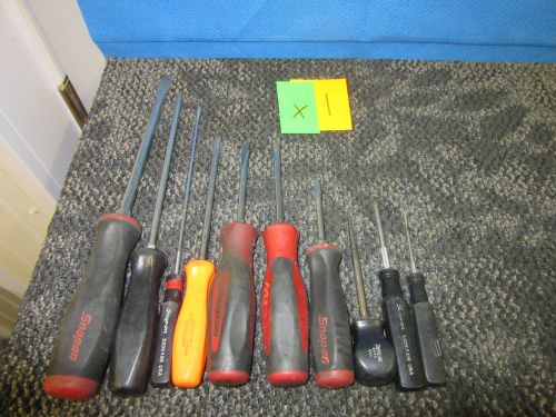 10 SNAP-ON SCREWDRIVER FLAT PHILIPS HEAD PRO MECHANIC BLACK RED CUSHION USED