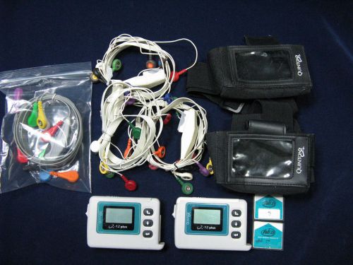 Quinton mortara q12 plus, q12+, h12+ holter recorder, two with cables for sale