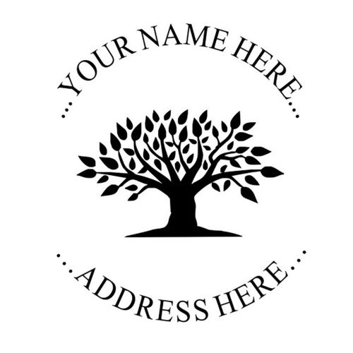 New TREE with Leaves Custom Round Return Home Address Self Inking Rubber Stamp