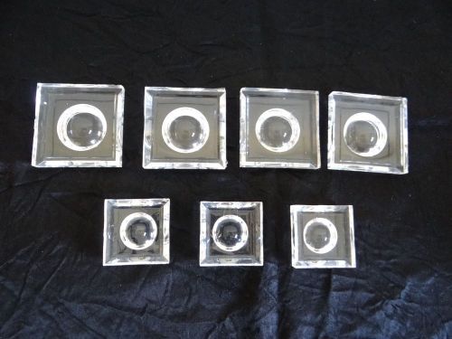 Seven Clear Acrylic Dimple Block Displays - 1.5 Inch Square and 2 Inch Square