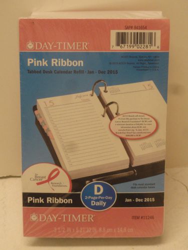 DayTimer Pink Ribbon Desk Calendar 2015 Refill 3.5&#034; x 6&#034; Item 11246 FREE Ship!