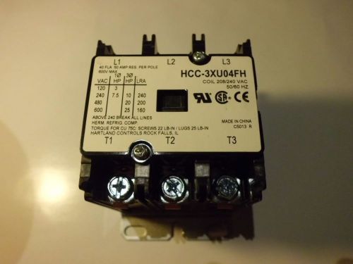 New hartland control 3 pole contactors hcc-3xu04fh 40fla 50a res coil 208/240vac for sale