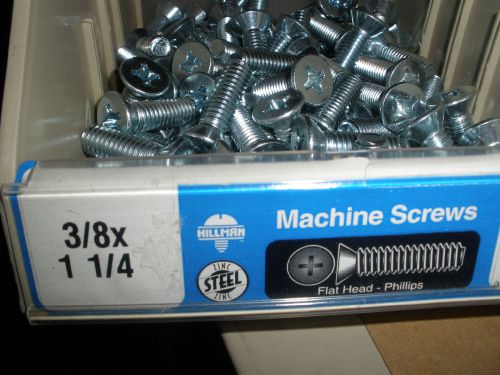 3/8-16 x 1-1/4&#034; flat head phillips drive machine screws zinc (47) total 3/8&#034; for sale