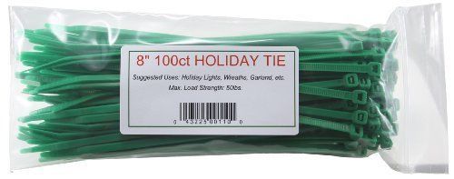 Micro Plastics Nylon Holiday Cable Tie  8&#034; Length  Green  50 lbs Tensile Strengt