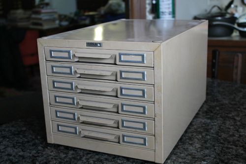 Rare vintage metal industrial cole flat file cabinet litton multi drawer paper for sale