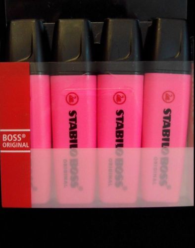 SET OF Stabilo Boss Original Highlighters PENS MARKERS 1 PACK Pink In Wallet