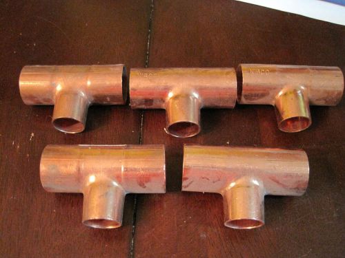 5 new nibco copper tee 1&#034; x 1&#034; x 3/4&#034; for sale
