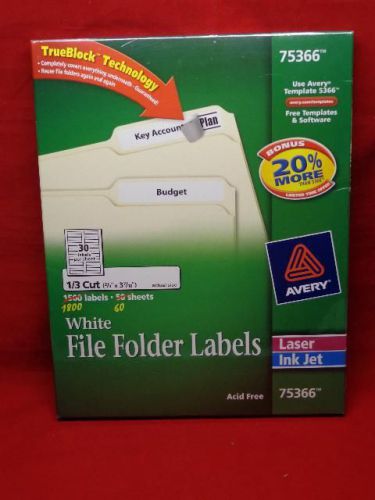 Avery Laser Ink Jet White File Folder Labels 75366 True Block (New Fac Sealed)
