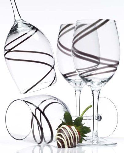 Luigi Bormioli Black Swirl 21-Ounce Wine Glasses, Set of 4
